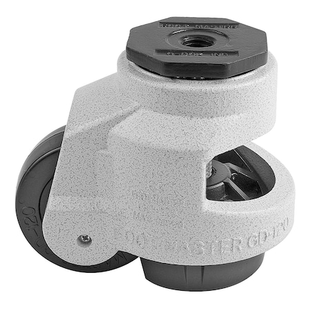 Foot Master Leveling Caster, 75 mm Nylon Wheel, M16x2.0P Stem, Swivel, 1000 kg Cap, Al Foot Pad, Ivory GD-120-S-NYN